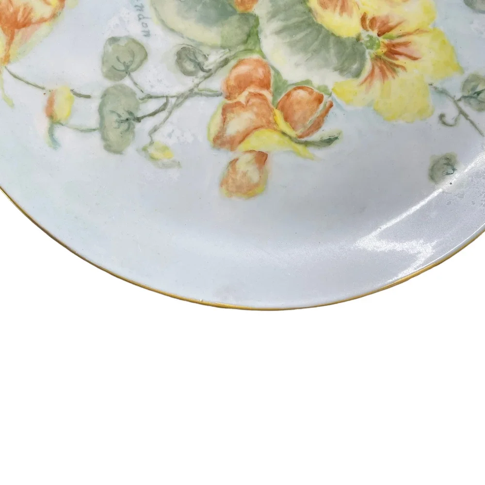 1966 Holiday China Made Germany Hand Painted Floral Plate Signed G.A. Hendon 10